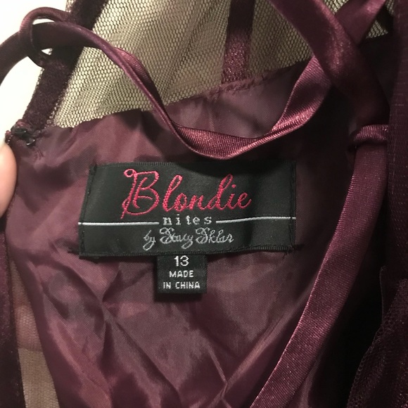 Plum Colored PROM DRESS w/ Pink Embroidery - Picture 6 of 6